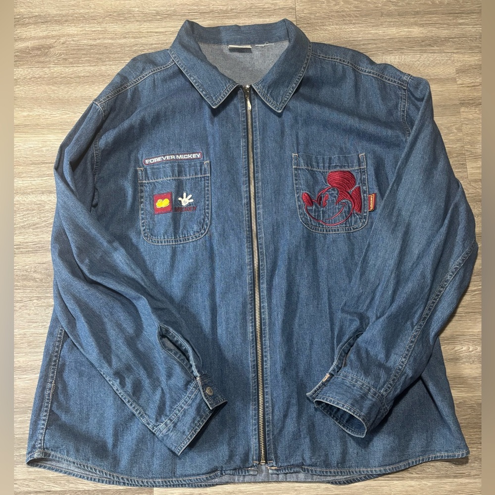 Vintage The Walk Disney Store Forever Mickey Zip-up Demin Jacket